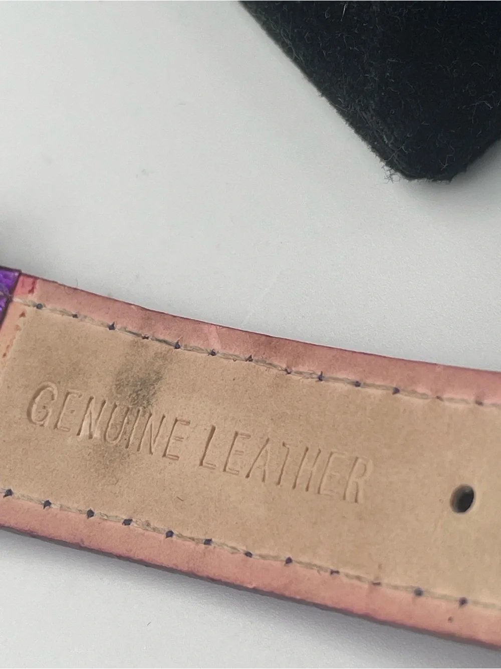 Genevèx Watch with Vibrant Purple Genuine Leather Band. Silver Tone